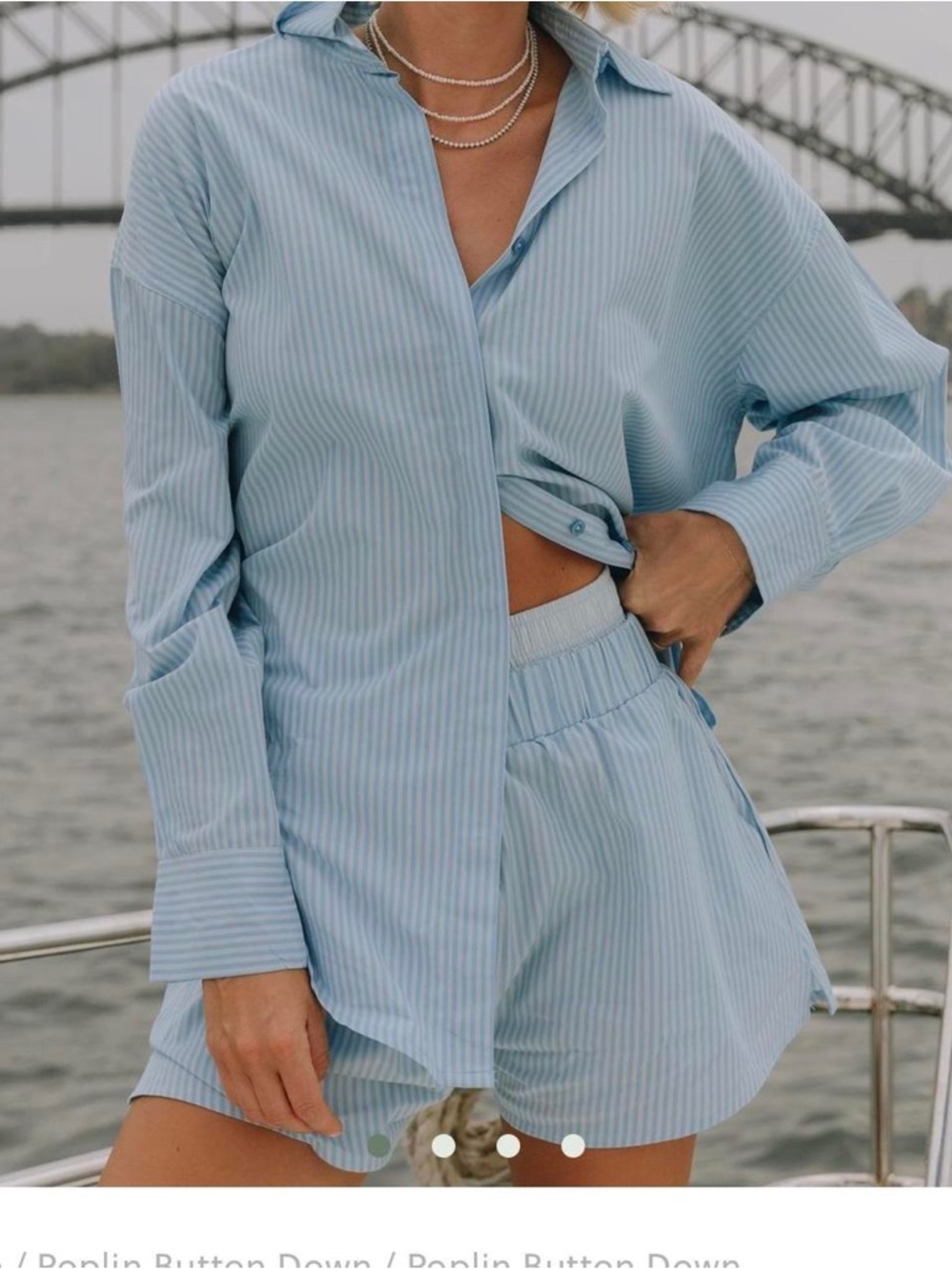 Daily Drills Light Blue Striped Shirt & Shorts Set